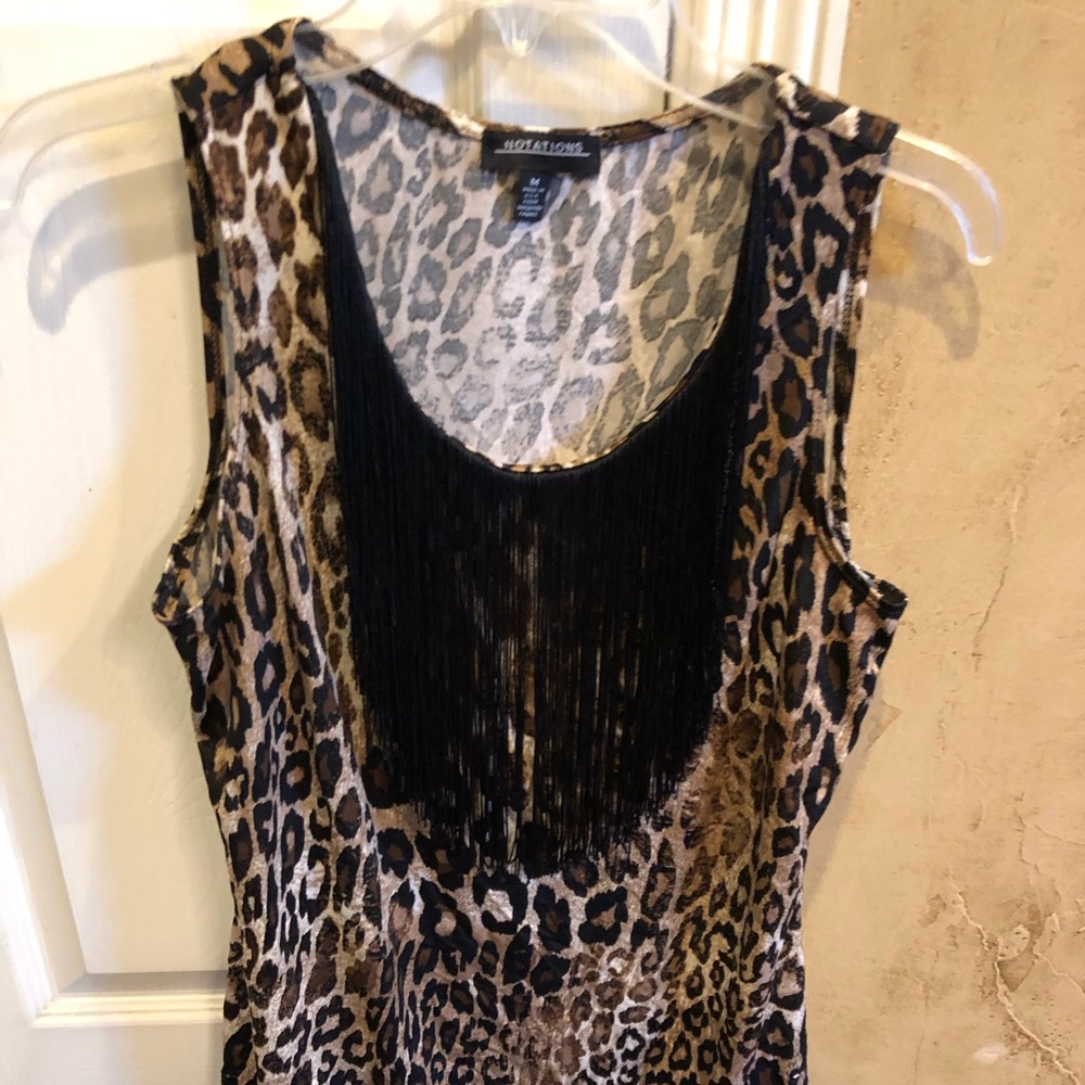 Notations leopard fringe top